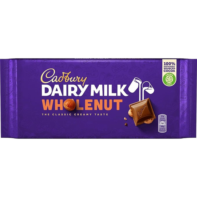 Cadbury Dairy Milk Whole nuts Chocolate Bar 180gm (UK Product)
