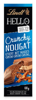 Lindt Hello Crunchy Nougat Milk Chocolate Bar, 100 g