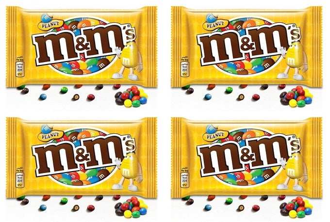 M&M's Peanut Coated Milk Chocolate Candies 45gm (Pack of 4)